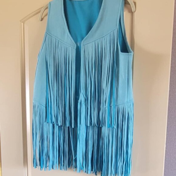 Chic Western/Boho Blue Vest - Picture 3 of 4